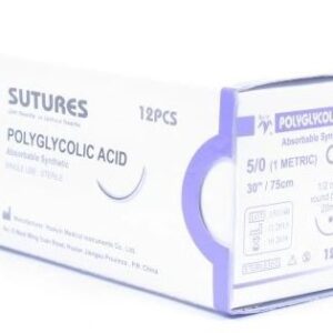 PGA 5/0 fir chirurgical absorbabil 5/0 lungime 70cm, ac 12mm, 1/2 cerc, rotund 1pc